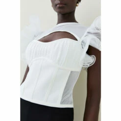 Cheap 🧨 KarenMillen Bandage Cut Out Organza Frill Detail Top For Female 🧨 -Karen Millen Sales unnamed file 2399
