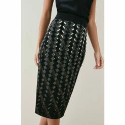 Promo 🔥 KarenMillen Petite Embellished Geo Jacquard Midi 👗 Skirt For Female 😉 -Karen Millen Sales unnamed file 2428