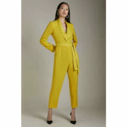 Promo 😀 KarenMillen Tuxedo Wrap Jumpsuit For Female 💯 -Karen Millen Sales unnamed file 2434