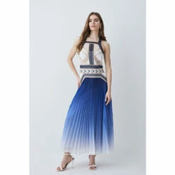 Wholesale ⭐ KarenMillen Geo Guipure Metallic Woven Pleat Midi For Female ⌛ -Karen Millen Sales unnamed file 2445