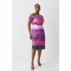Cheap 🔥 KarenMillen Plus Size Italian Signature Stretch Painternly Bardot Midi 👗 Dress For Female ✨