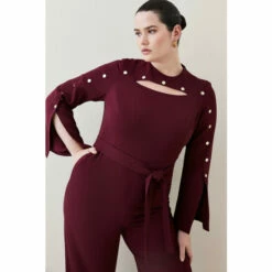 Deals ✔️ KarenMillen Plus Size Compact Viscose Stud Sleeve Wide Leg Jumpsuit For Female 🥰 -Karen Millen Sales unnamed file 2454