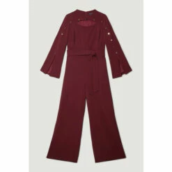 Deals ✔️ KarenMillen Plus Size Compact Viscose Stud Sleeve Wide Leg Jumpsuit For Female 🥰 -Karen Millen Sales unnamed file 2455