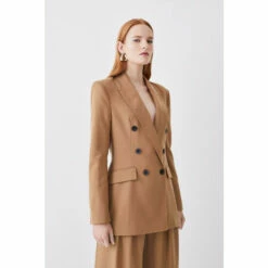 Promo ✨ KarenMillen Premium Wool Flannel Double Breasted Jacket For Female 😀