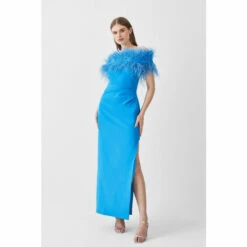 Hot Sale ๐ KarenMillen Feather Bardot Stretch Crepe Maxi ๐ Dress For Female ๐ฅ