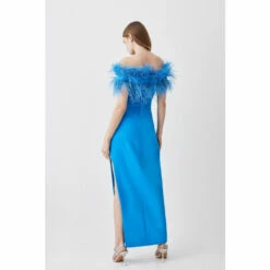 Hot Sale 😉 KarenMillen Feather Bardot Stretch Crepe Maxi 👗 Dress For Female 🔥 -Karen Millen Sales unnamed file 2468