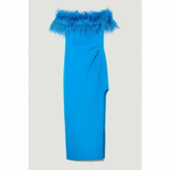 Hot Sale 😉 KarenMillen Feather Bardot Stretch Crepe Maxi 👗 Dress For Female 🔥 -Karen Millen Sales unnamed file 2469