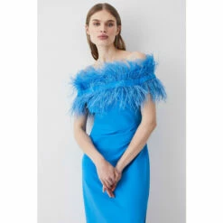 Hot Sale 😉 KarenMillen Feather Bardot Stretch Crepe Maxi 👗 Dress For Female 🔥 -Karen Millen Sales unnamed file 2470