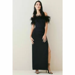 Hot Sale 😉 KarenMillen Feather Bardot Stretch Crepe Maxi 👗 Dress For Female 🔥 -Karen Millen Sales unnamed file 2473