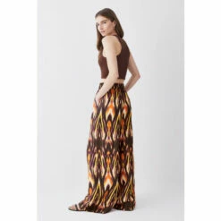 Best deal 🔔 KarenMillen Ikat Printed Linen Wide Leg Woven Trouser For Female 🧨 -Karen Millen Sales unnamed file 2479