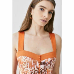 Best deal ⭐ KarenMillen Top Stitch Pleated Mixed Animal Detail Woven Midi 👗 Dress For Female 😍 -Karen Millen Sales unnamed file 248