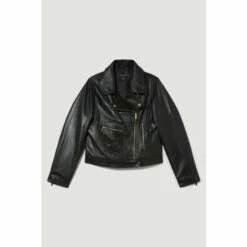 New 🥰 KarenMillen Plus Size Leather Pocket Detail Biker Jacket For Female 💯 -Karen Millen Sales unnamed file 2492