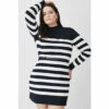 Best reviews of 🌟 KarenMillen Plus Size Stripe Rib Knit Belted Mini 👗 Dress For Female ✔️