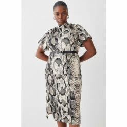 Best Pirce 🌟 KarenMillen Plus Size Belted Viscose Blend Long Sleeve Jersey Midi 👗 Dress For Female 💯 -Karen Millen Sales unnamed file 2519