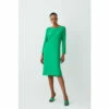 Best Sale 🎁 KarenMillen Compact Stretch Viscose Sleeved Clean Midi 👗 Dress For Female ✔️