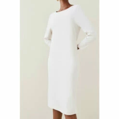 Best Sale 🎁 KarenMillen Compact Stretch Viscose Sleeved Clean Midi 👗 Dress For Female ✔️ -Karen Millen Sales unnamed file 2534