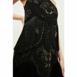 Cheapest 🤩 KarenMillen Fringed Beaded Halter Mini 👗 Dress For Female 🛒 -Karen Millen Sales unnamed file 2542