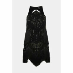 Cheapest 🤩 KarenMillen Fringed Beaded Halter Mini 👗 Dress For Female 🛒 -Karen Millen Sales unnamed file 2543