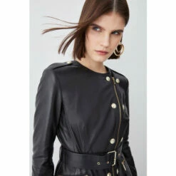 Buy ⌛ KarenMillen Leather Military Belted Pencil 👗 Dress For Female 😉 -Karen Millen Sales unnamed file 2577