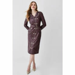 Buy ⌛ KarenMillen Leather Military Belted Pencil 👗 Dress For Female 😉 -Karen Millen Sales unnamed file 2582