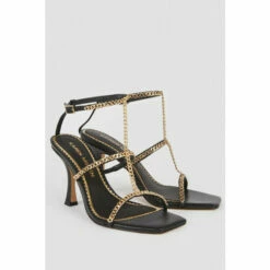 Budget 😀 KarenMillen Leather Chain Detail Low Heel For Female 😀 -Karen Millen Sales unnamed file 2586
