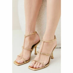 Budget 😀 KarenMillen Leather Chain Detail Low Heel For Female 😀 -Karen Millen Sales unnamed file 2590