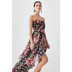 Discount 🔥 KarenMillen Petite Spot Floral Chiffon Drama Hem Mini 👗 Dress For Female 🧨 -Karen Millen Sales unnamed file 2595