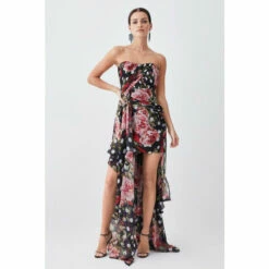 Discount 🔥 KarenMillen Petite Spot Floral Chiffon Drama Hem Mini 👗 Dress For Female 🧨 -Karen Millen Sales unnamed file 2596