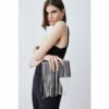 Budget 🌟 KarenMillen Satin Diamante Dangle Detail Clutch Bag For Female ❤️