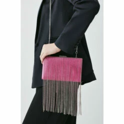 Budget 🌟 KarenMillen Satin Diamante Dangle Detail Clutch Bag For Female ❤️ -Karen Millen Sales unnamed file 2627