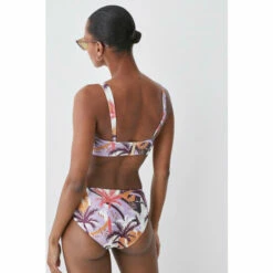 Budget 😉 KarenMillen Palm Print Gold Trim Detachable Strap 👙 Bikini Top For Female 🔥 -Karen Millen Sales unnamed file 2642