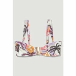 Budget 😉 KarenMillen Palm Print Gold Trim Detachable Strap 👙 Bikini Top For Female 🔥 -Karen Millen Sales unnamed file 2643