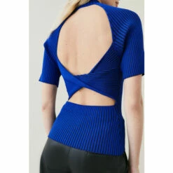 Buy ⌛ KarenMillen Twist Back Reverse Knit Top For Female 😀 -Karen Millen Sales unnamed file 2656