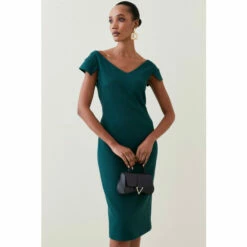 Discount ๐ฅฐ KarenMillen Structured Crepe Cross Detail Midi ๐ Dress For Female ๐งจ