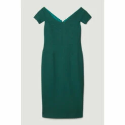 Discount 🥰 KarenMillen Structured Crepe Cross Detail Midi 👗 Dress For Female 🧨 -Karen Millen Sales unnamed file 2662
