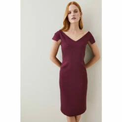 Discount 🥰 KarenMillen Structured Crepe Cross Detail Midi 👗 Dress For Female 🧨 -Karen Millen Sales unnamed file 2668