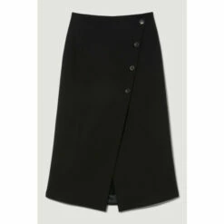 Discount 😍 KarenMillen Compact Stretch Low Waist Wrap Midaxi 👗 Skirt For Female 🔥 -Karen Millen Sales unnamed file 2672