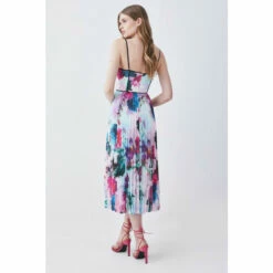 Hot Sale 👍 KarenMillen Floral Pleat Corset Detail Woven Strappy Midi 👗 Dress For Female ✨ -Karen Millen Sales unnamed file 2679