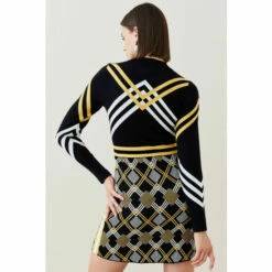 Outlet 🥰 KarenMillen Argyle Check Knitted Roll Neck Mini 👗 Dress For Female 🔔 -Karen Millen Sales unnamed file 2684