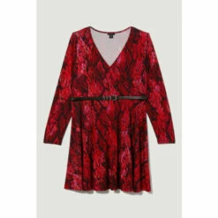 Buy 😉 KarenMillen Plus Size Snake Belted Viscose Blend Jersey Skater 👗 Dress For Female 👍 -Karen Millen Sales unnamed file 269