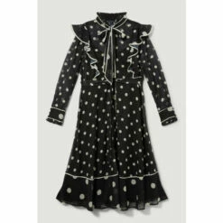 Best reviews of ⌛ KarenMillen Plus Size Mono Mixed Dot Piped Ruffle Georgette Midi 👗 Dress For Female 😉 -Karen Millen Sales unnamed file 2711