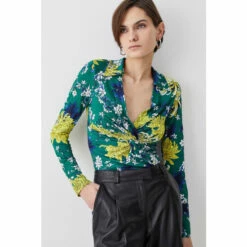 Cheapest ✔️ KarenMillen Floral Twist Knot Long Sleeve Jersey Top For Female 👏