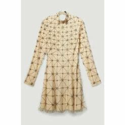 Brand new 😉 KarenMillen Lydia Millen Embellished Tie Neck Detail Woven Mini 👗 Dress For Female 🔥 -Karen Millen Sales unnamed file 2729