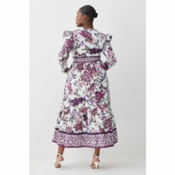 Hot Sale 🛒 KarenMillen Plus Lydia Millen Border Cotton Sateen Woven Midi 👗 Dress For Female 🤩 -Karen Millen Sales unnamed file 2733