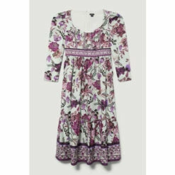 Hot Sale 🛒 KarenMillen Plus Lydia Millen Border Cotton Sateen Woven Midi 👗 Dress For Female 🤩 -Karen Millen Sales unnamed file 2734