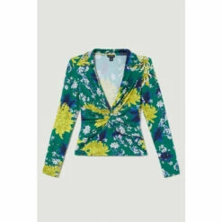Cheapest ✔️ KarenMillen Floral Twist Knot Long Sleeve Jersey Top For Female 👏 -Karen Millen Sales unnamed file 275