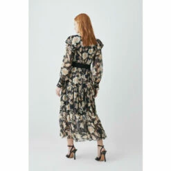 Outlet 😀 KarenMillen Floral Woven Lace Up Midi 👗 Dress For Female 👏 -Karen Millen Sales unnamed file 2765