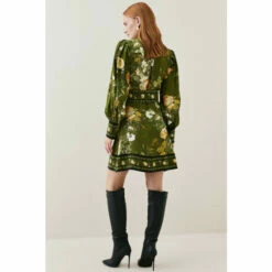 Flash Sale ❤️ KarenMillen Lydia Millen Floral Belted Woven Mini 👚 Shirt 👗 Dress For Female 💯 -Karen Millen Sales unnamed file 2772