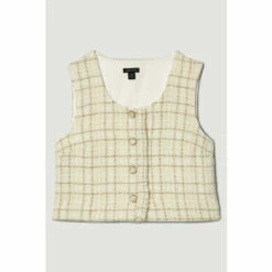 Best reviews of 🤩 KarenMillen Sparkle Tweed Button Crop Top For Female 👏 -Karen Millen Sales unnamed file 2783