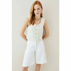 Best reviews of 🤩 KarenMillen Sparkle Tweed Button Crop Top For Female 👏 -Karen Millen Sales unnamed file 2786